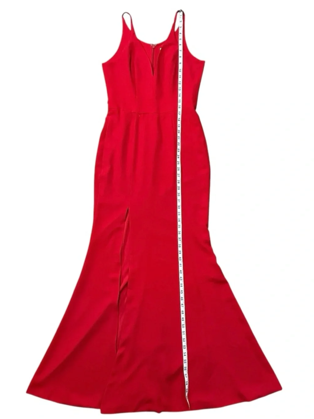 Dress the Population Iris Slit Crepe Gown Floor Length Red Size Medium - Picture 11 of 15